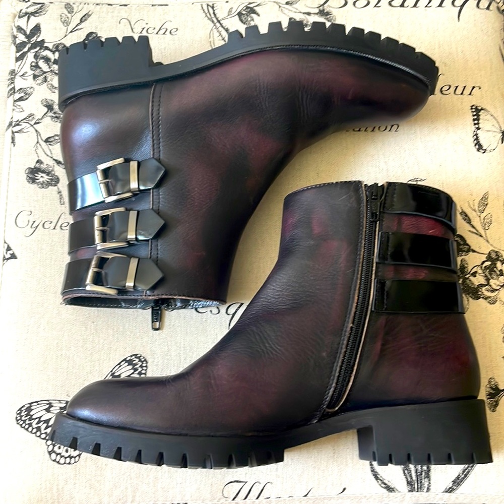 Napoleoni Leather Buckle Moto Boots